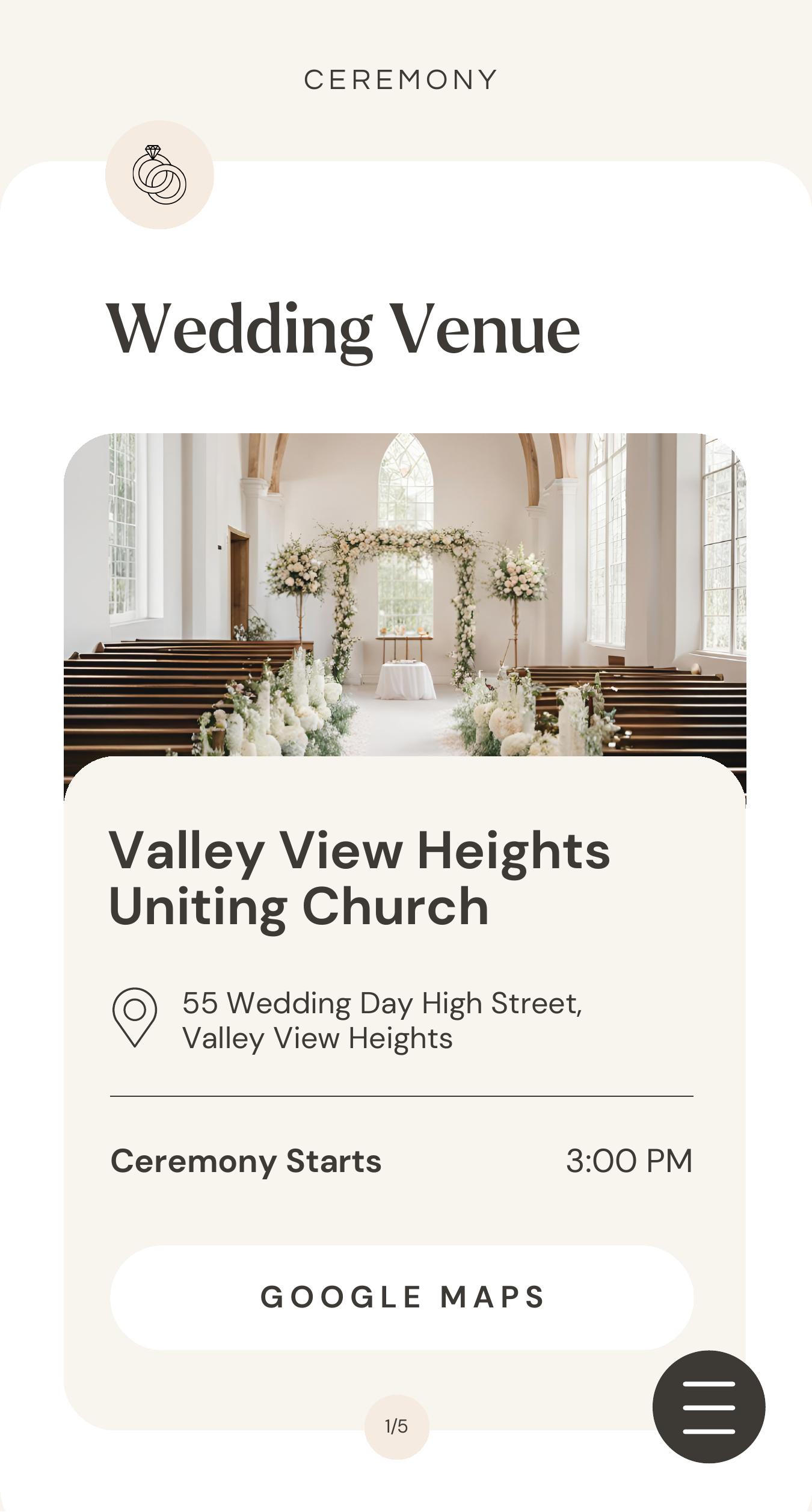 A page showing venue locations and directions